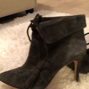 Dark grey high heeled booties